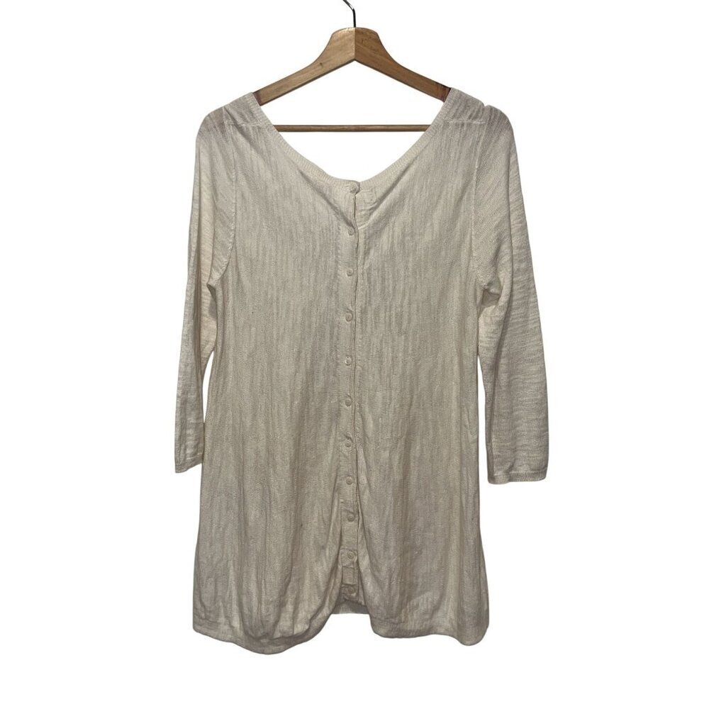 Anthropologie Moth White Long Sleeve Round Neck Outdoor Cardigan Sweater Women's
